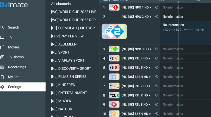 OTT Premium provides access to exclusive high-quality streaming of live TV channels, movies, sports, and more. By using Tivimate, an easy-to-use IPTV player on your Android Box or Android TV, you can enjoy a seamless streaming experience with customizable settings and smooth playback.