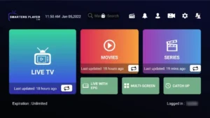 Interface IPTV Premium avec contenu en HD et 4K