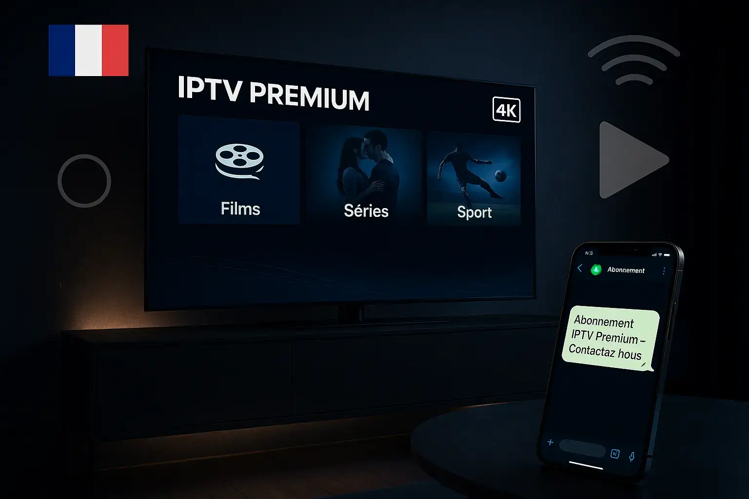 IPTV PREMIUM en France sur TV et mobile avec support WhatsApp